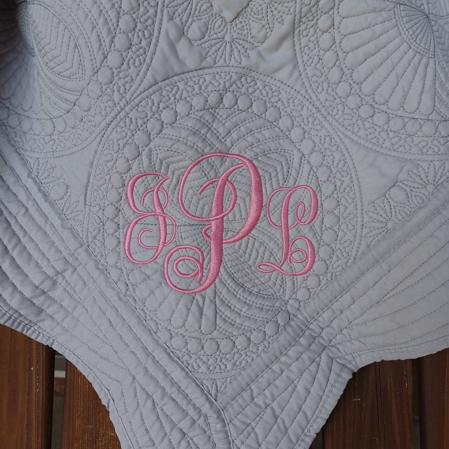 Monogrammed Heirloom Style Baby Quilt