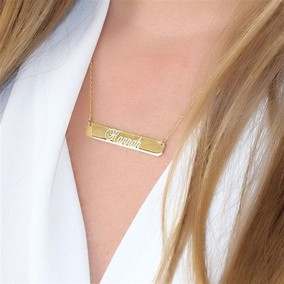 Sterling Silver Bar Necklace -  Engraved