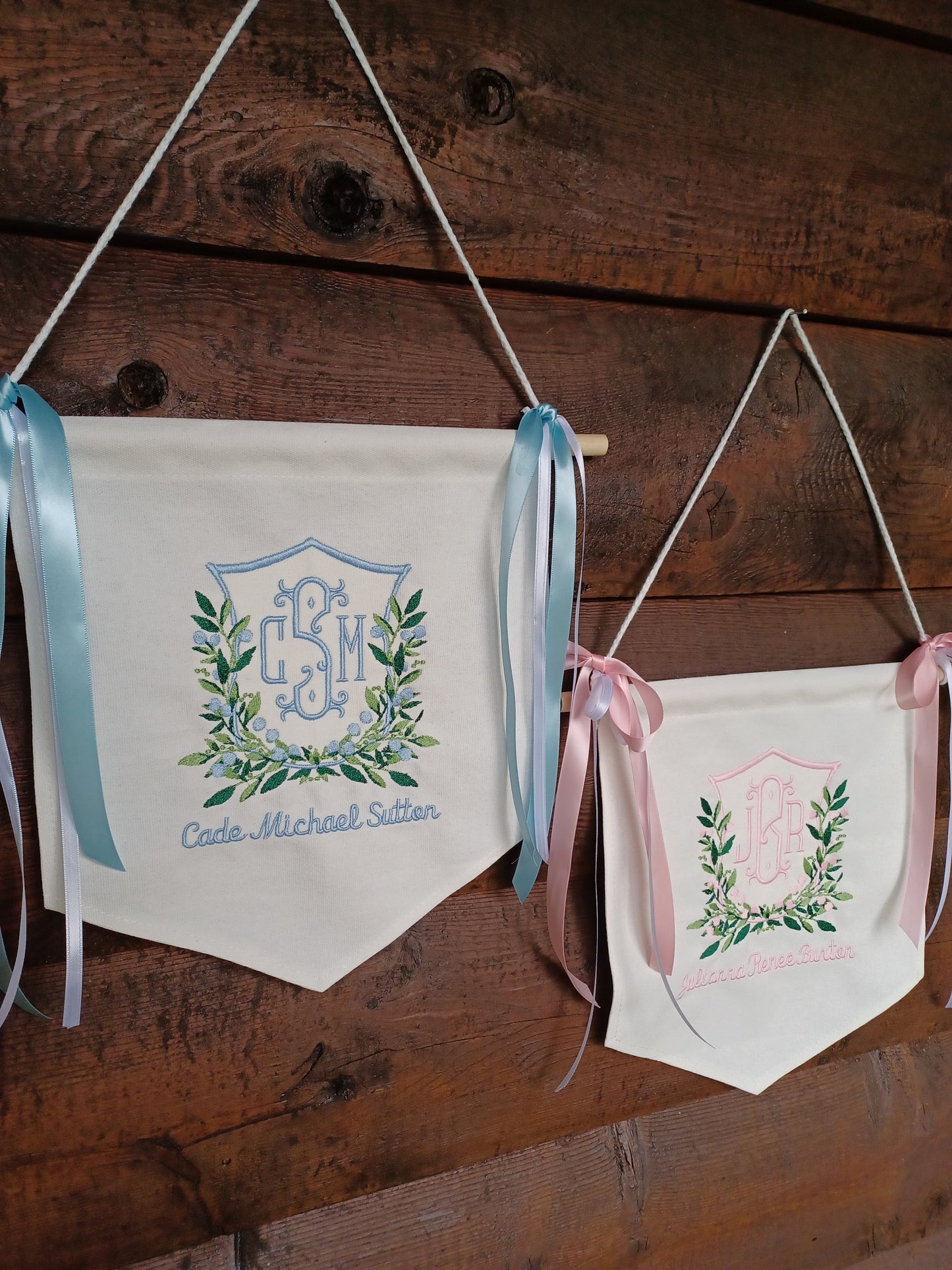 Baby Banner with Embroidered Monogram