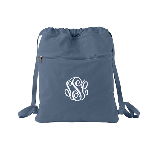 Monogrammed Canvas Drawstring Cinch Bag