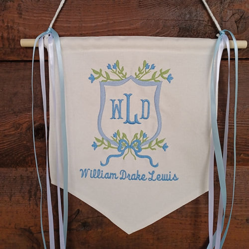 Baby Banner with Floral Monogram Crest