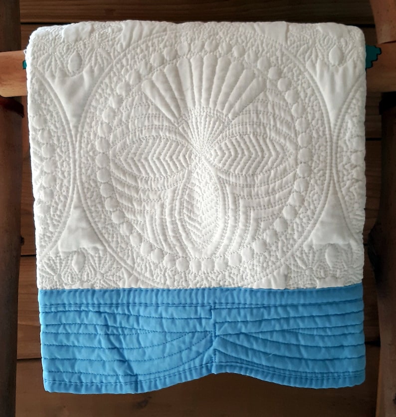 Heirloom Style Baby Quilt with Bunny Rabbit Monogram Crest