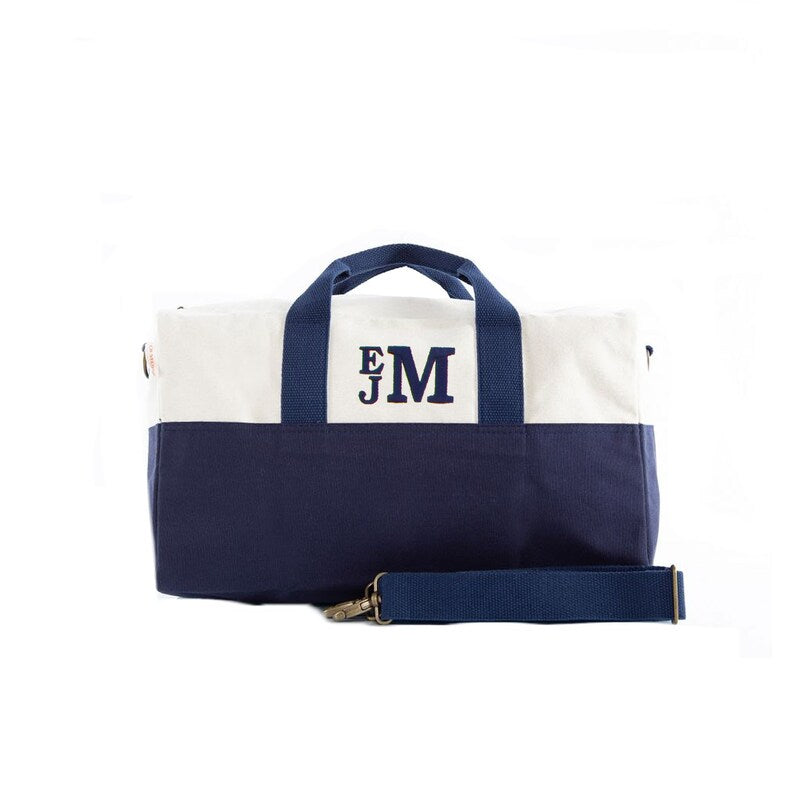 small monogrammed canvas duffel bag, child size duffe.