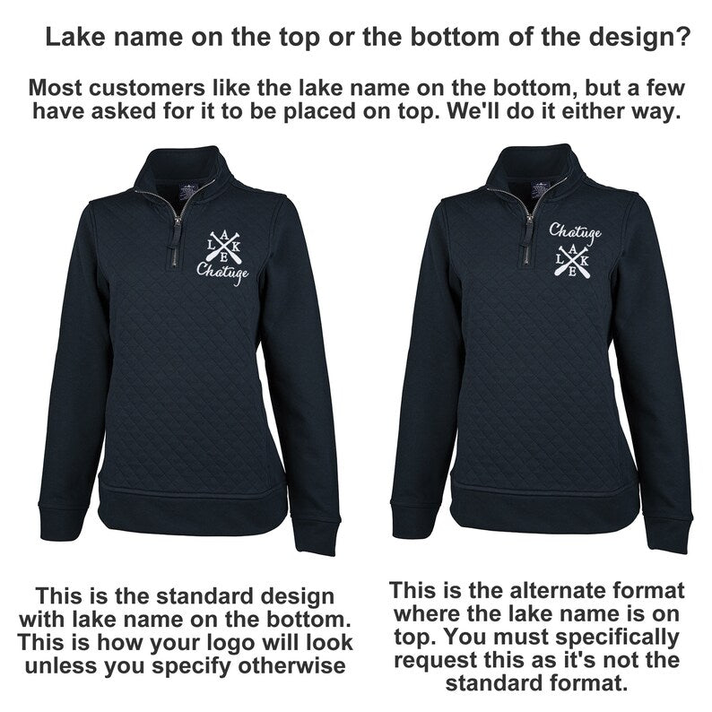 Men's Quilted 1/4 Zip Sweatshirt With any Lake Name
