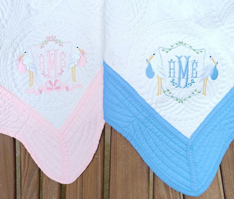 personalized quilts for twin boy and girl