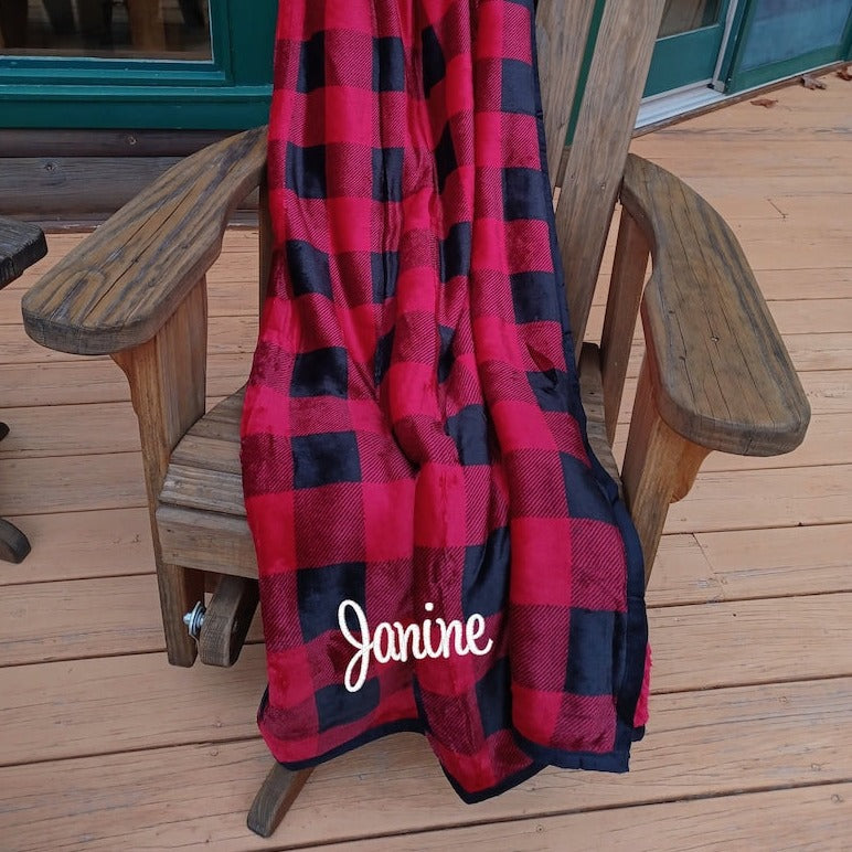 buffalo plaid personalized blanket