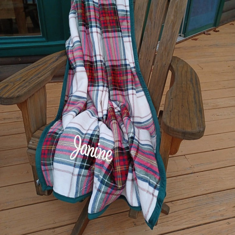 Personalized Red and Black Buffalo Plaid Cabin Throw Blanket - Free Shipping