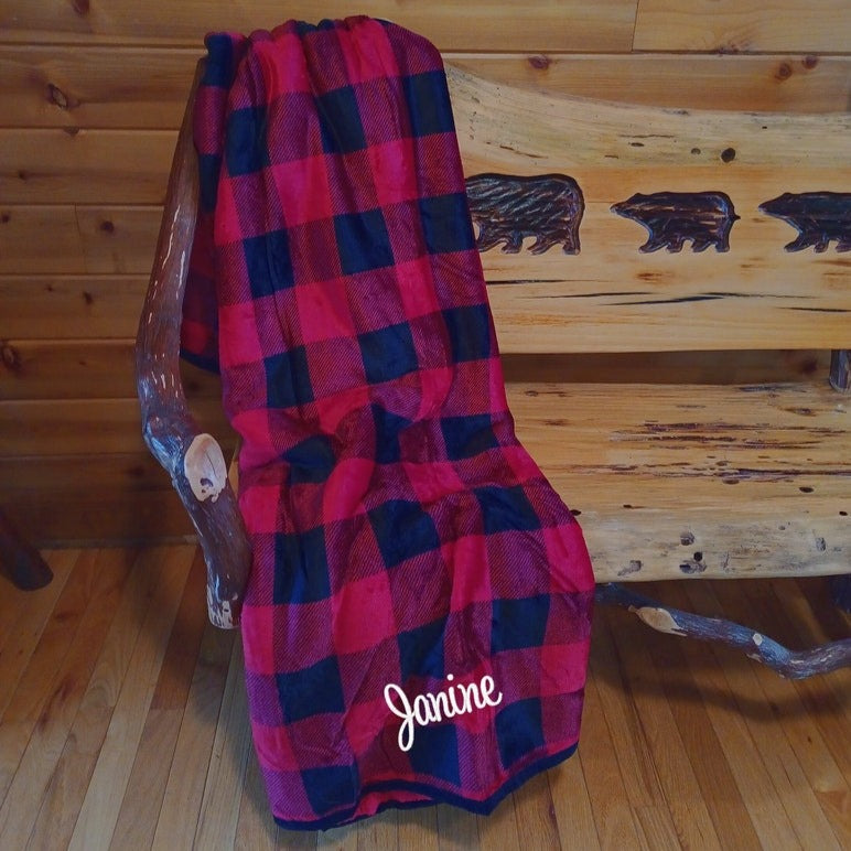 Buffalo Plaid Personalized Cabin Throw