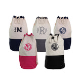 Monogrammed Canvas Laundry Bag with Embroidered Monogram, Laundry Bag for College Dorm Room