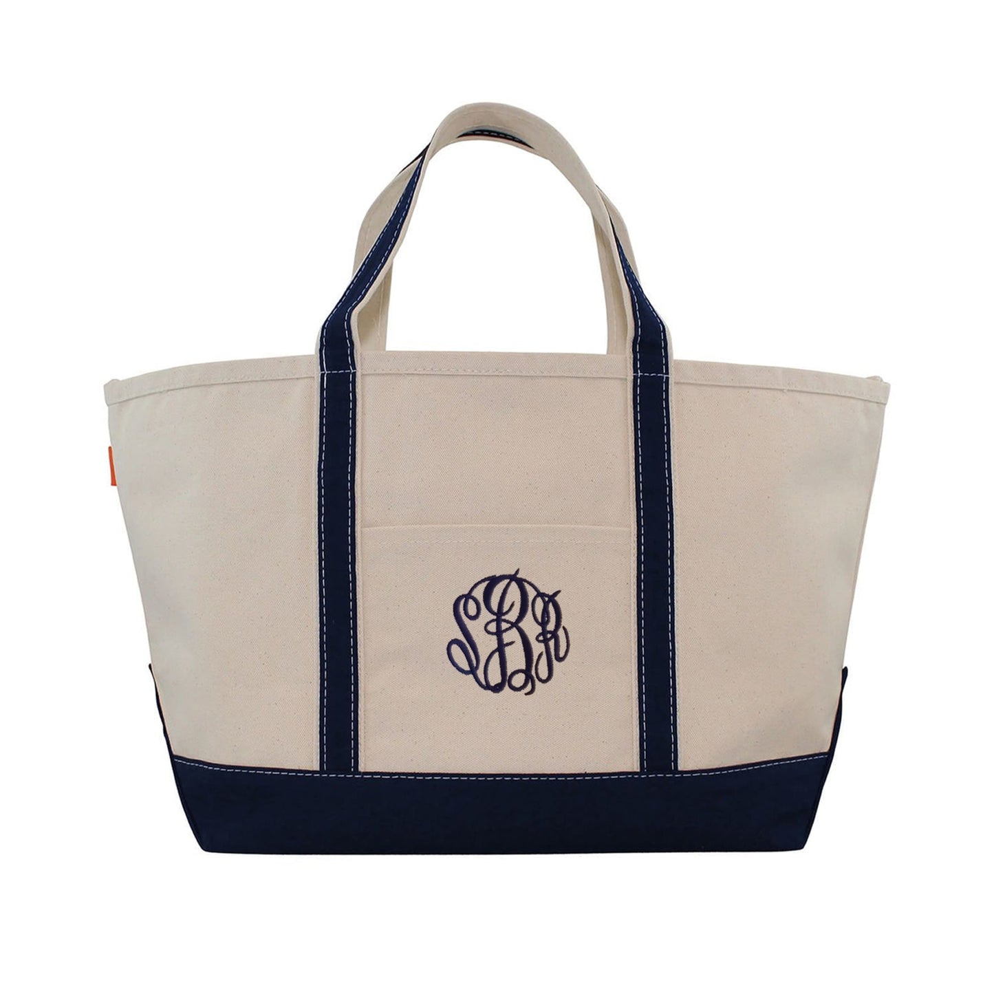 Navy Tote for Boat with embroidered monogram