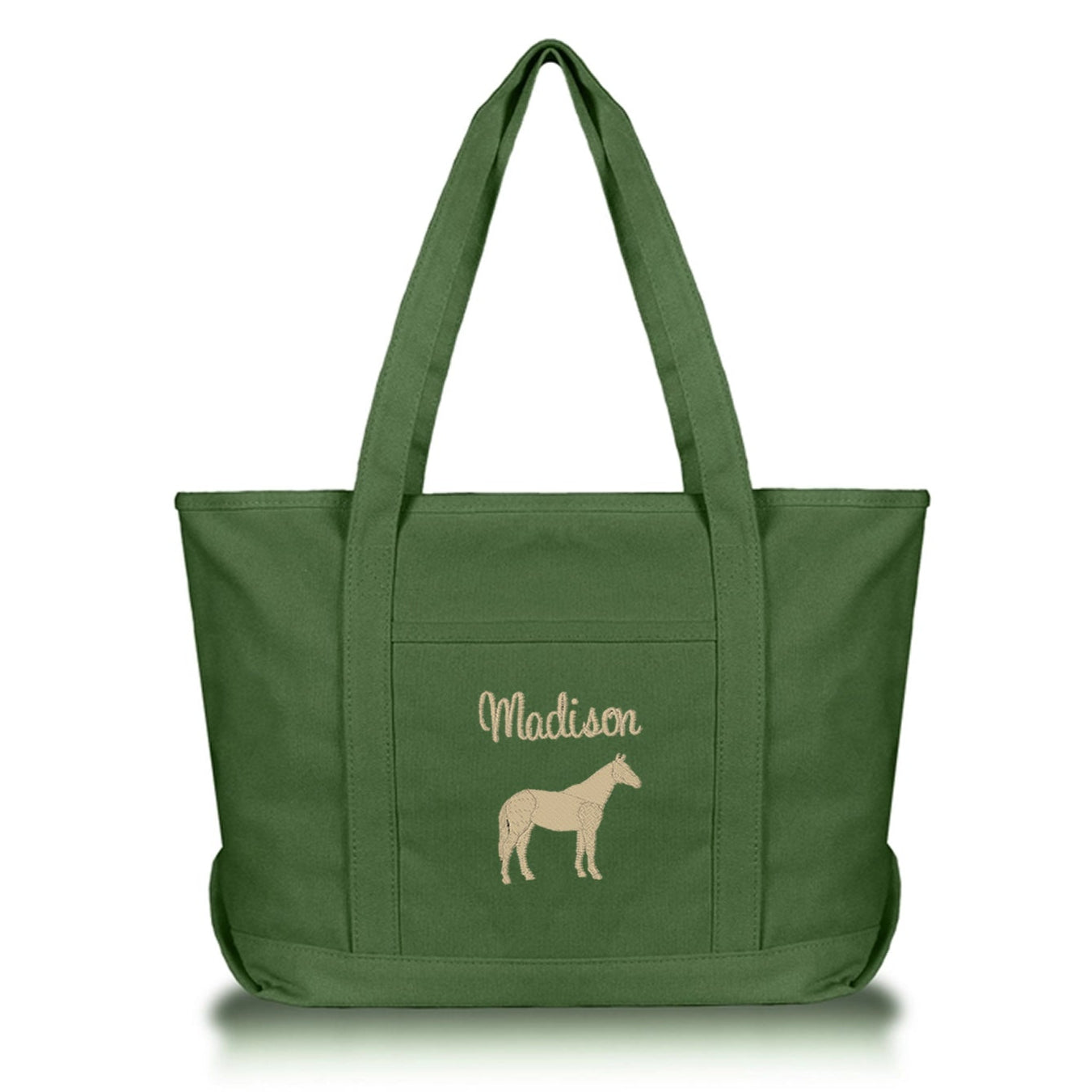 western chic horse tote with name and horse image