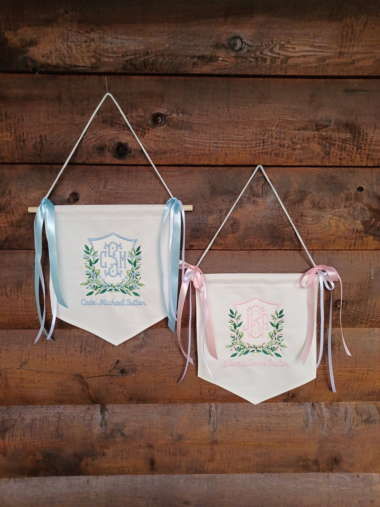 Baby Banner with Embroidered Monogram