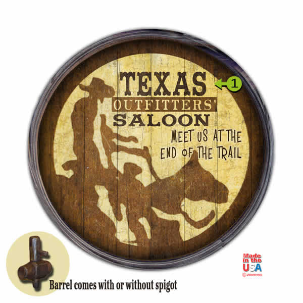Personalized Barrel End Outfitters Saloon Bar Sign