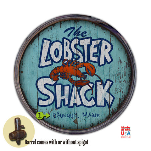 Personalized Barrel End Lobster Shack Sign