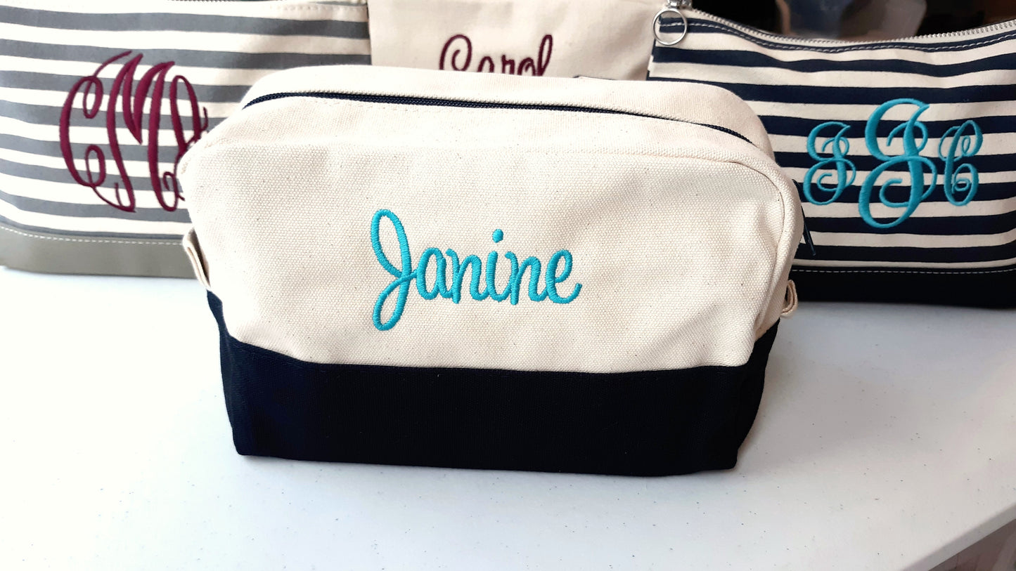 Navy Canvas Travel Case personalized