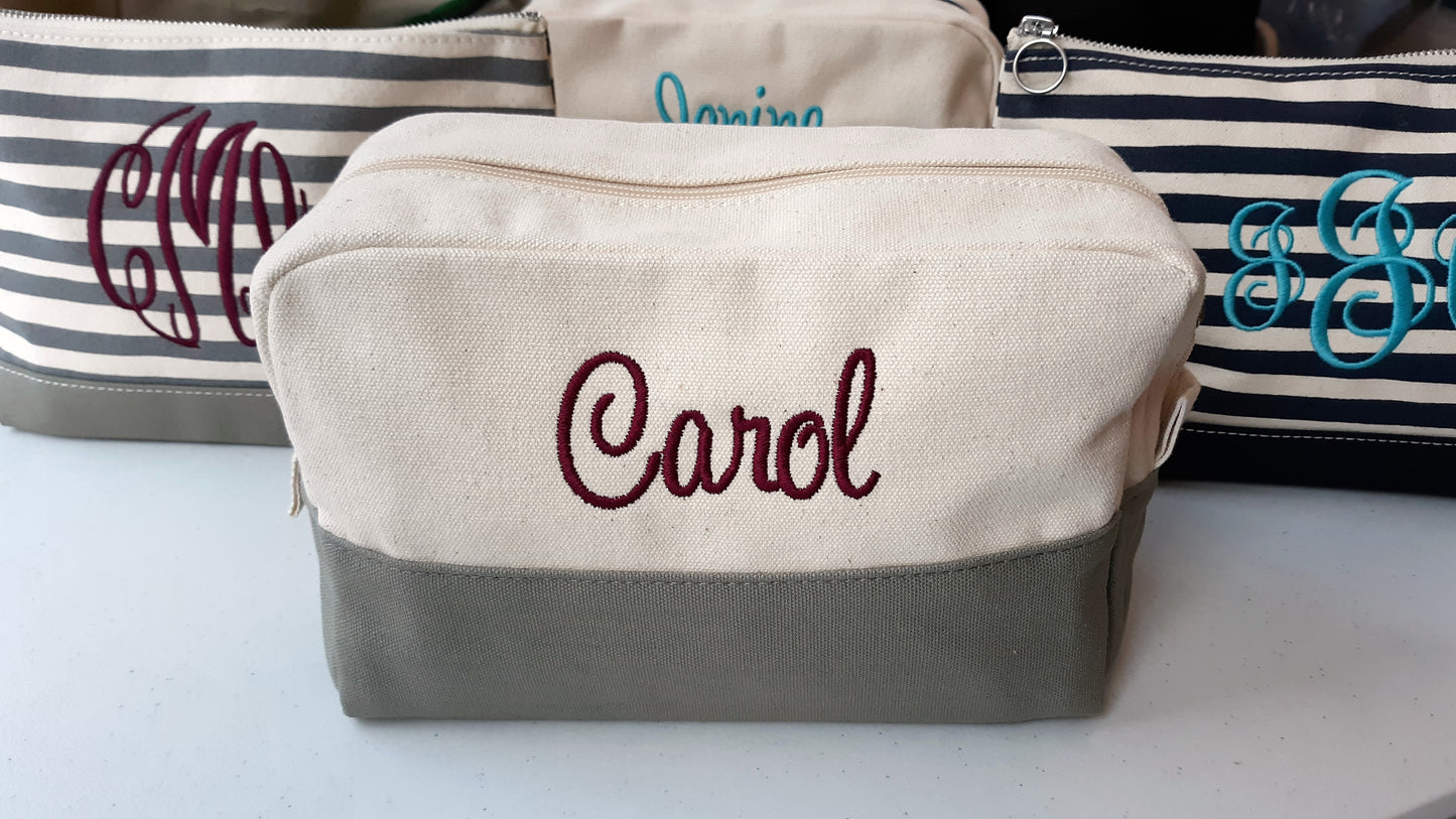 Gray Canvas Travel Case personalized