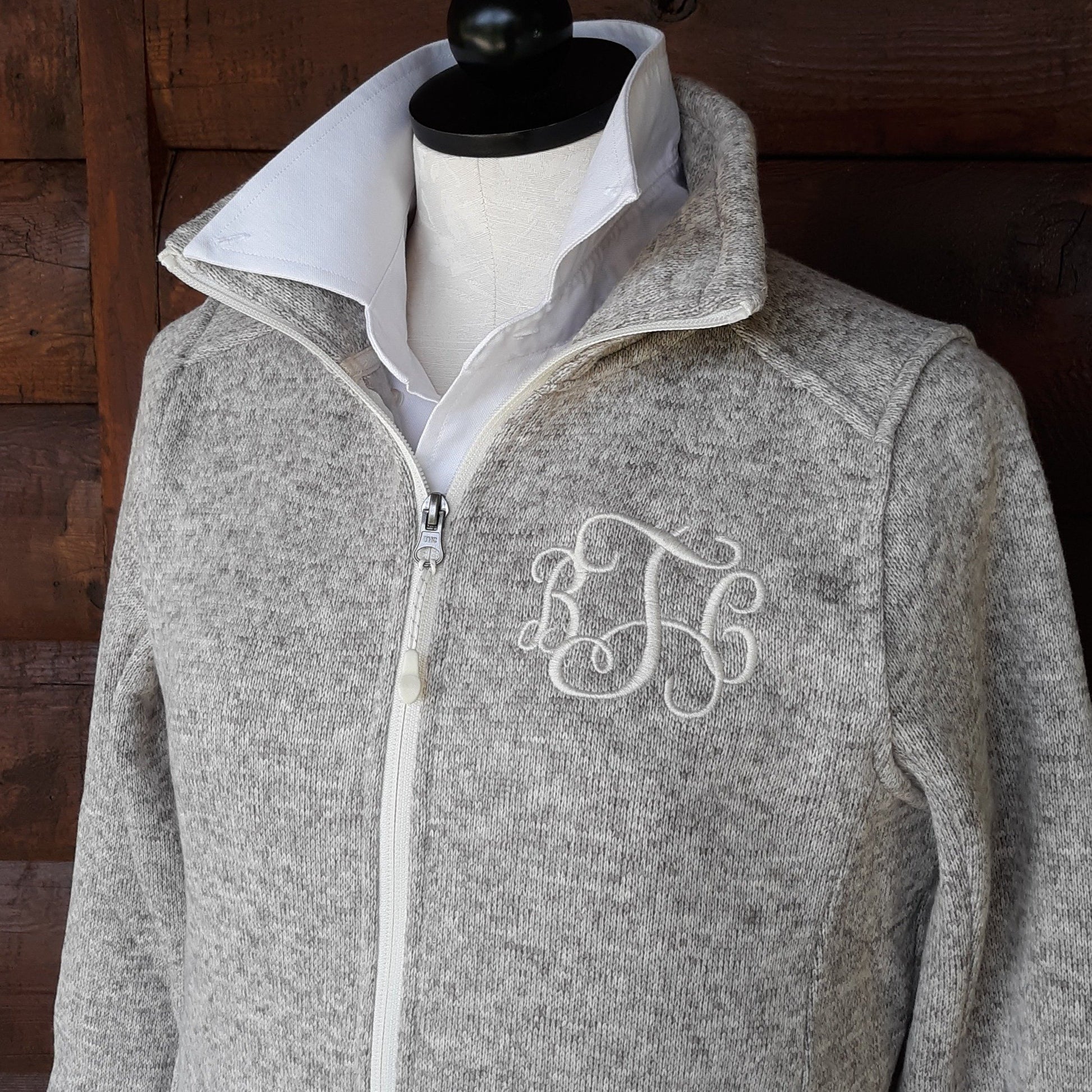 Charles River Apparel Heathered Fleece Sweater Jacket better with a monogram
