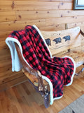 Red and Black Buffalo Plaid Cabin Throw Personalized - Free Shipping