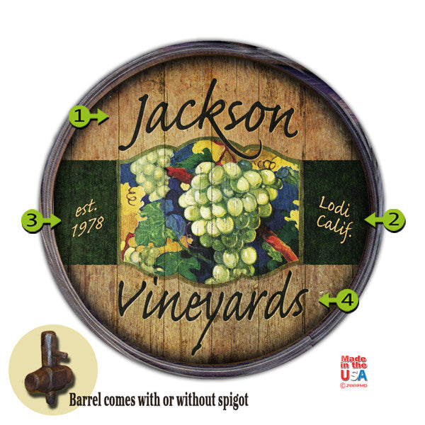 Personalized Barrel End Vineyard Sign