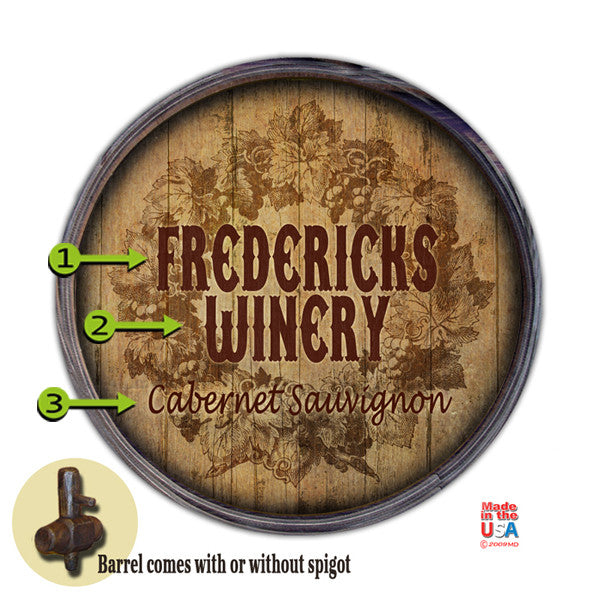 Personalized Barrel End Winery Sign