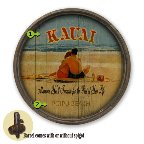 Personalized Barrel End Couple on Beach Sign