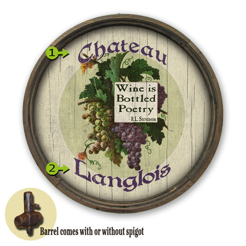 Personalized Barrel End Wine is Bottled Poetry Sign