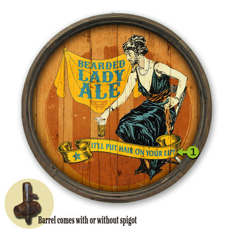 Personalized Barrel End Bearded Lady Beer Sign