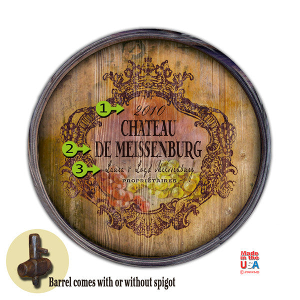 Personalized Barrel End Chateau Wine Sign