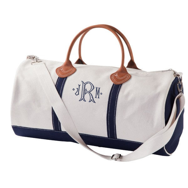 overnight round barrel end duffel bag with monogram 