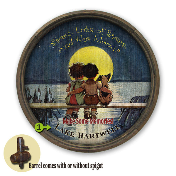 Personalized Barrel Make Memories at the Lake Sign