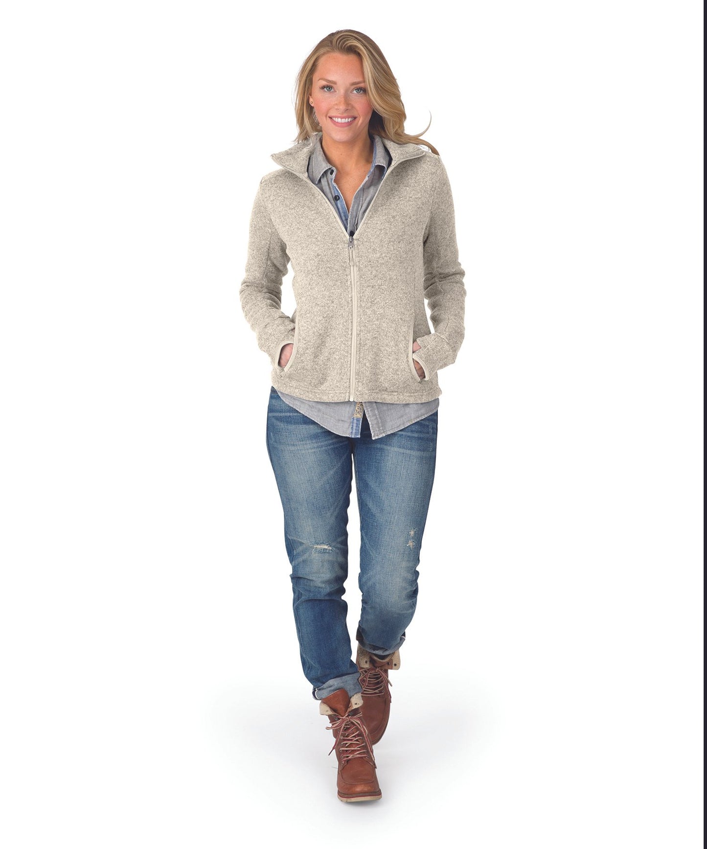 Monogrammed Charles River Apparel Heathered Fleece Jacket