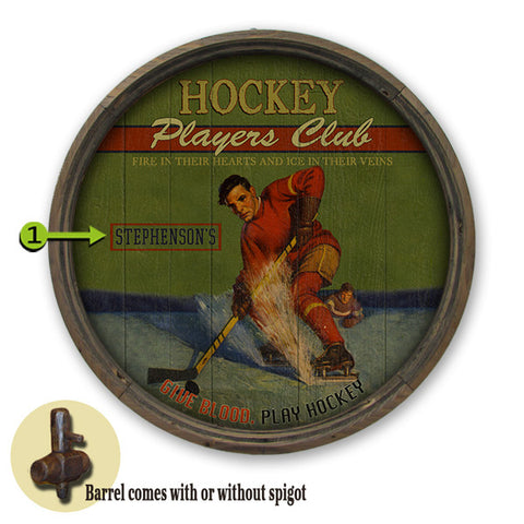 Personalized Barrel End Hockey Sign