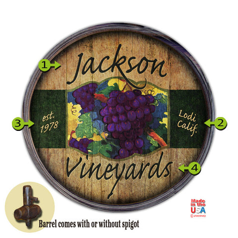 Personalized Barrel End Vineyard Sign