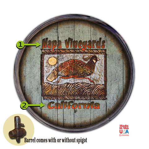 Personalized Barrel End Running Quail Sign