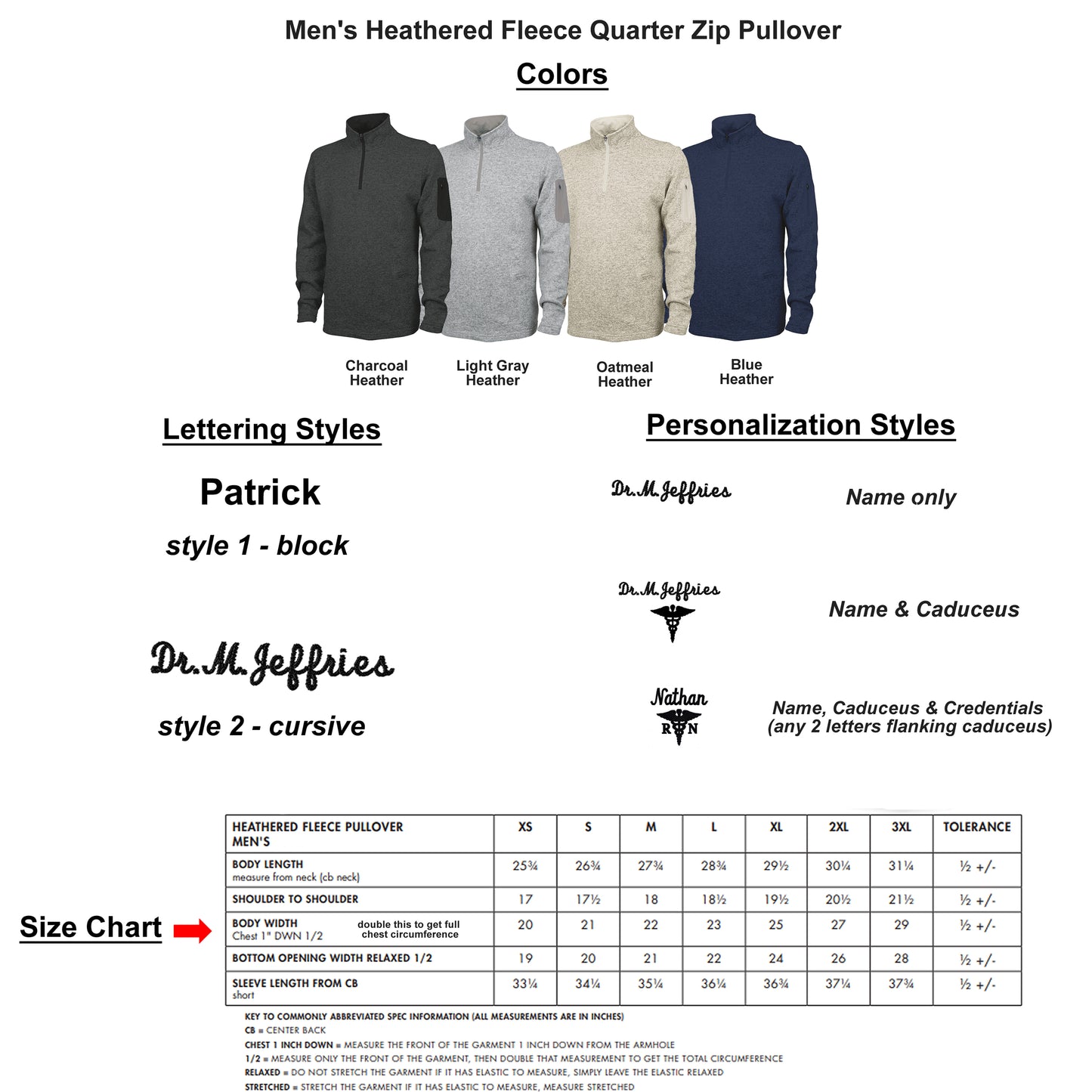 Men's Quarter Zip Pullover For Nurse, Doctor, Medical Professional