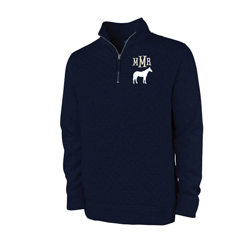 Men's Quilted Quarter Zip Sweatshirt With Horse Image