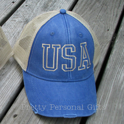 USA Distressed Trucker Hat
