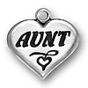 Aunt Heart Charm  - Sterling Silver