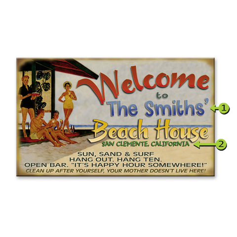 Welcome to our beach house sign personalized