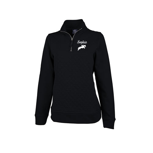 Ladies Horse Quarter Zip Pullover - Quilted Sweatshirt