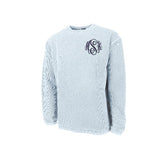 chambray blue corded sweatshirt with embroidered monogram