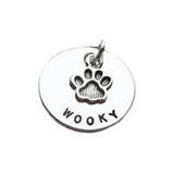 Hand Stamped Dog Paw Charm with name