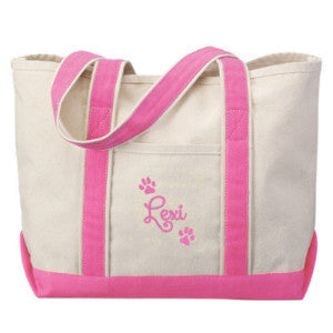 dog paw tote with name