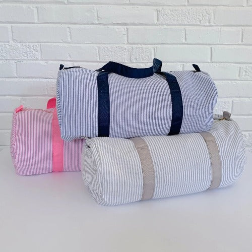 kids size seersucker duffel bag from Pretty Personal Gifts