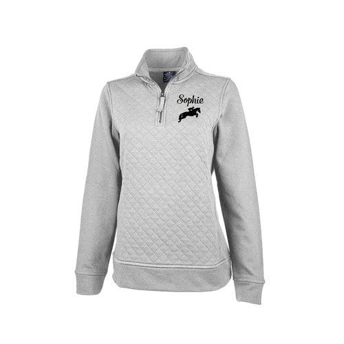 Ladies Horse Quarter Zip Pullover - Quilted Sweatshirt