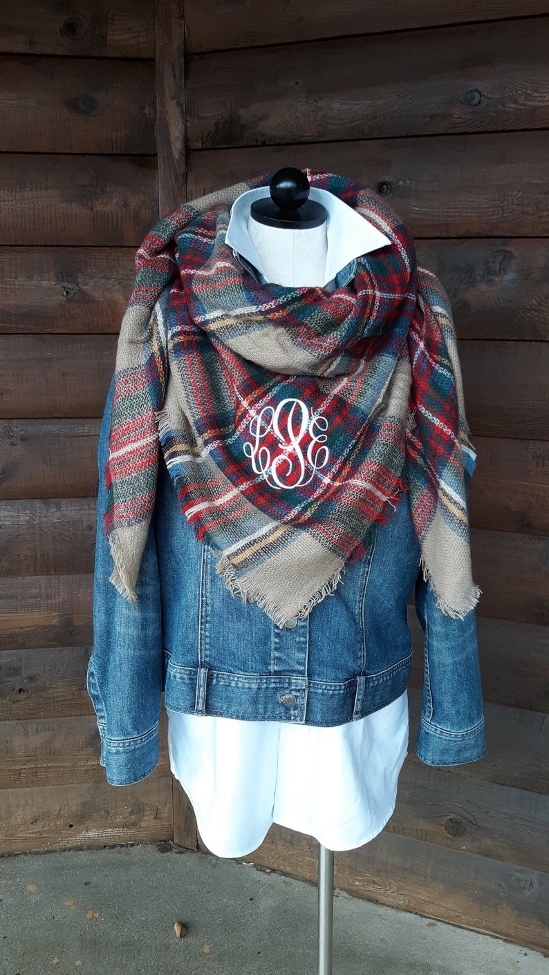 Blanket Scarf with Monogram