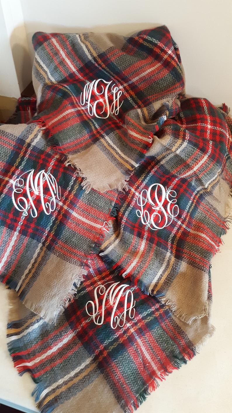 Blanket Scarf with Monogram