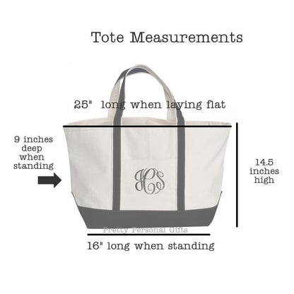 Large Zipper Tote Bag with Monogram