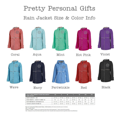 Monogrammed New Englander Rain Jacket in 11 colors