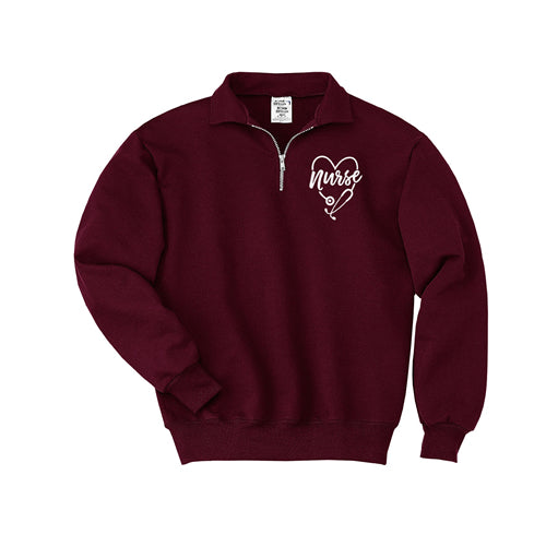 Quarter Zip Pullover Sweatshirt with Nurse Logo